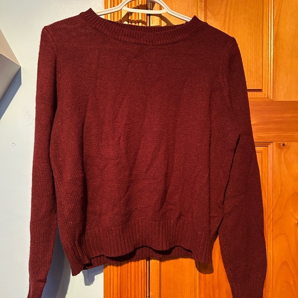 Divided Burgundy Crew Neck Sweater - Picture 1 of 2